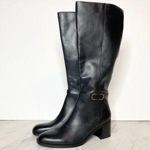 New! Naturalizer Sterling Wide Calf Black Leather Boot 8M